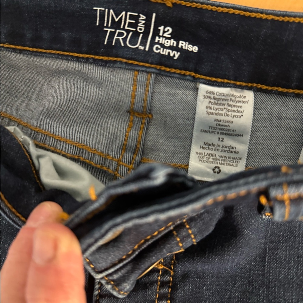 Time and Tru Women's High Rise Button Fly Jeans - Dark Blue - Picture 4 of 4